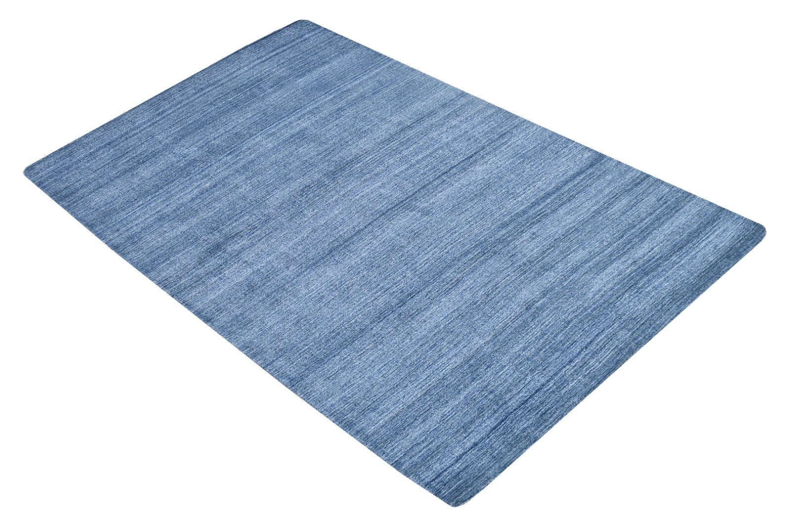 Handgewebter Teppich 150x240 BLAU Glanzoptik Wolle Flach Wohnzimmer SH219