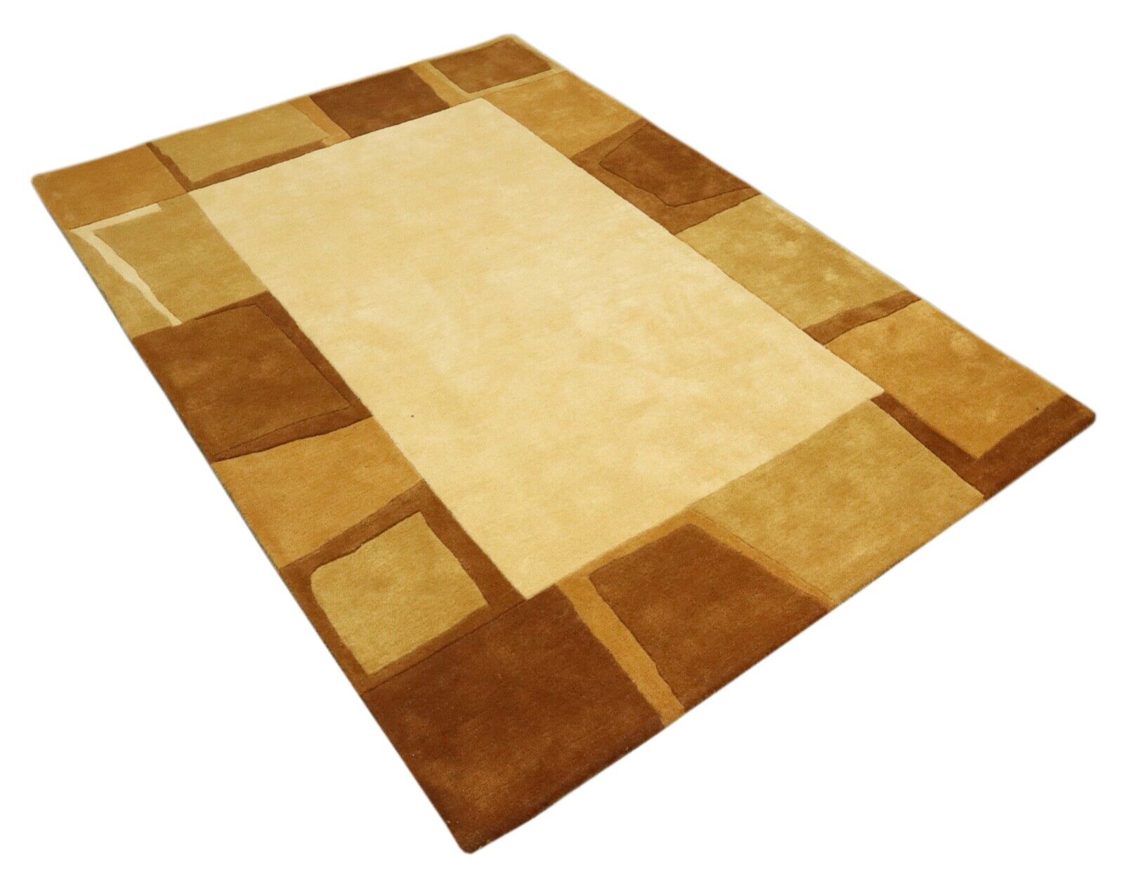 Braun Wolle Teppich Beige Handgetuftet Modern 160X230 cm Handarbeit T911