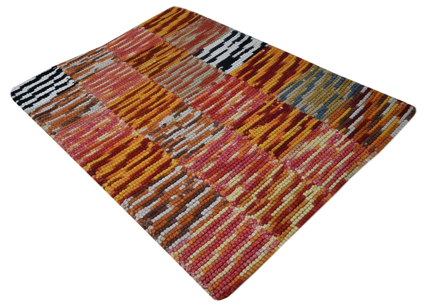 Bunter Wollteppich 150x240 cm Handgefertigt Modern Natur Teppich sh167