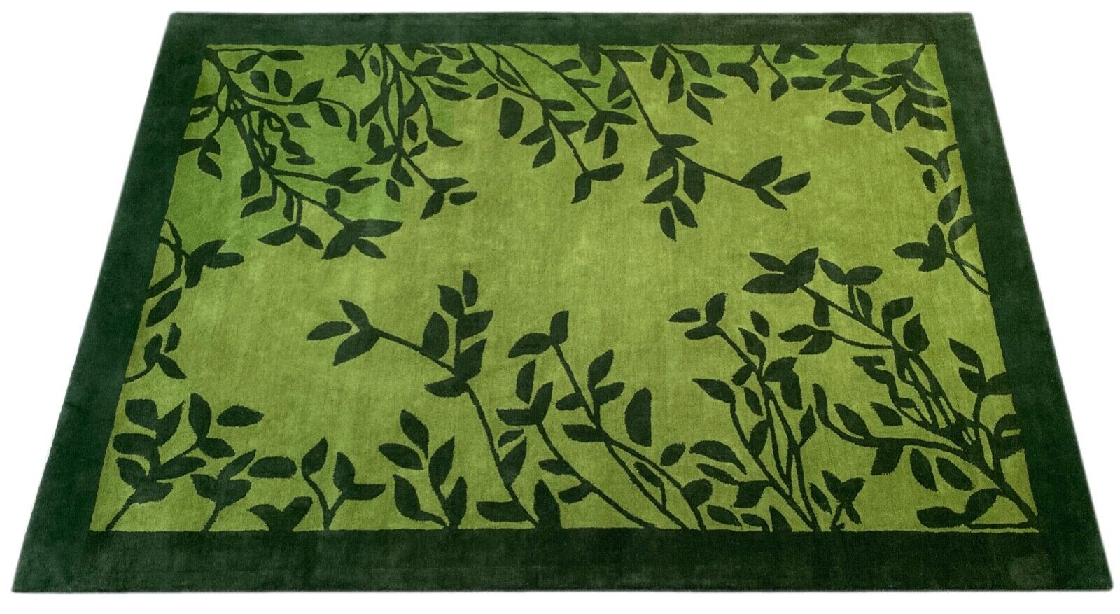 Grün Teppich 100% Wolle 120X180 CM Handarbeit Blatt Designer Orientteppich WT4
