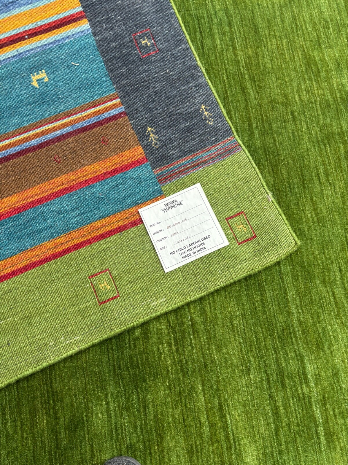 Wollteppich 250x350 GrĂĽn Bunt Modern Handgewebt Unikat Orient Teppich 109