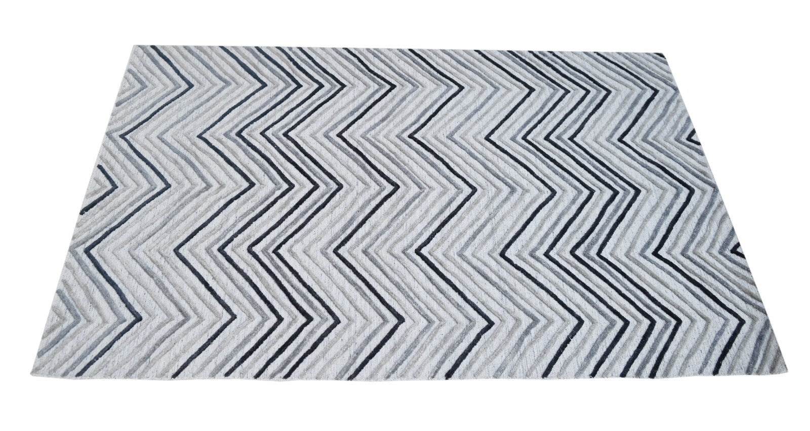 Handgewebter Teppich 150x240 Silber Wolle Glanzoptik Wohnzimmer SH121