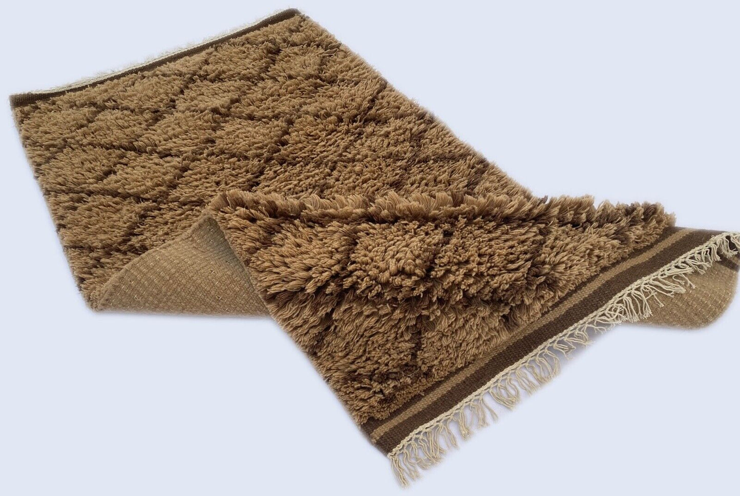 Teppich Morocco Berber Shaggy 100% Wolle Braun Handgefertigter BM1