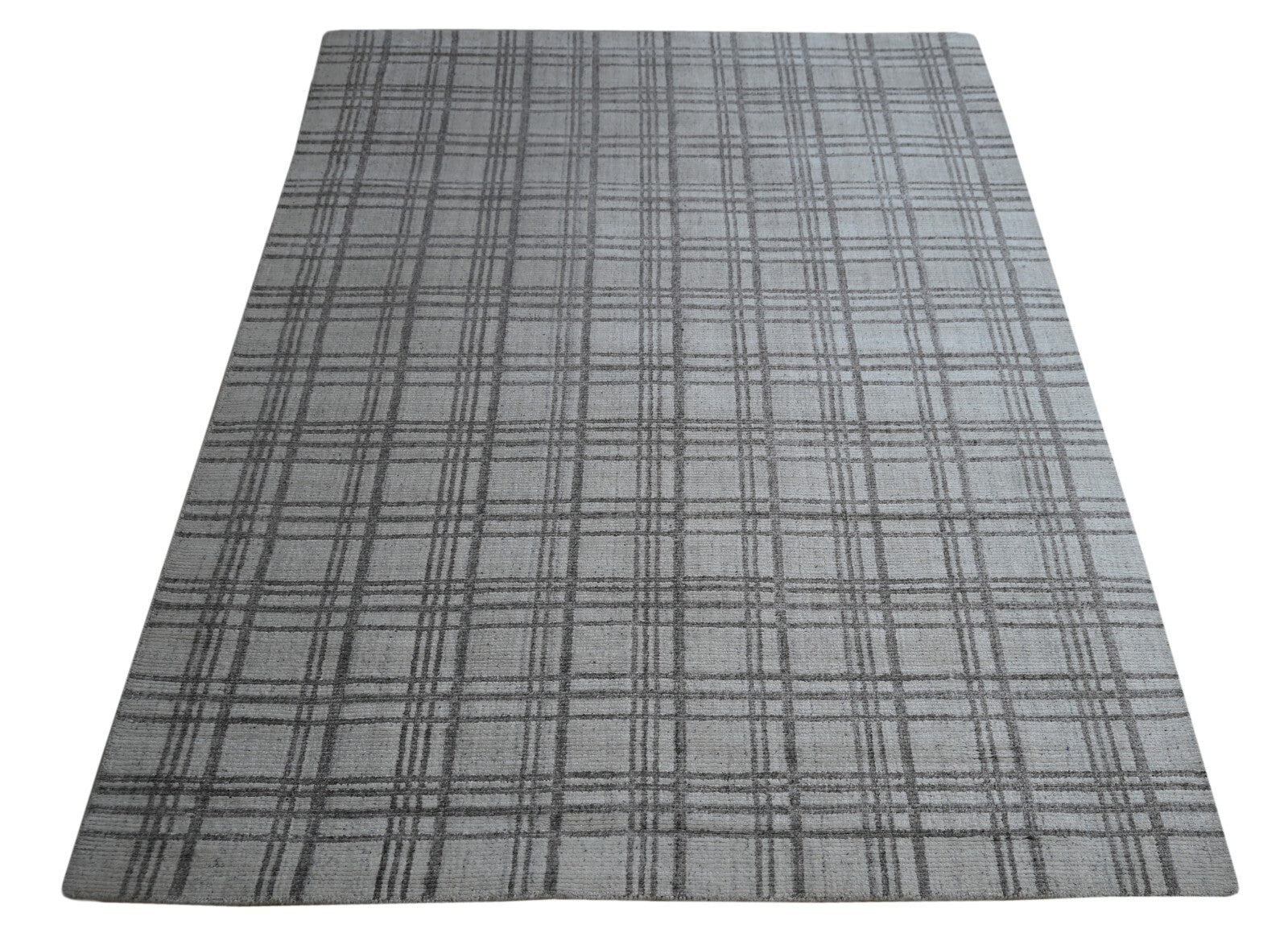 Handgewebter Teppich 170x240 Silber Glanzoptik Woll-Viskosem Wohnzimmer SH118