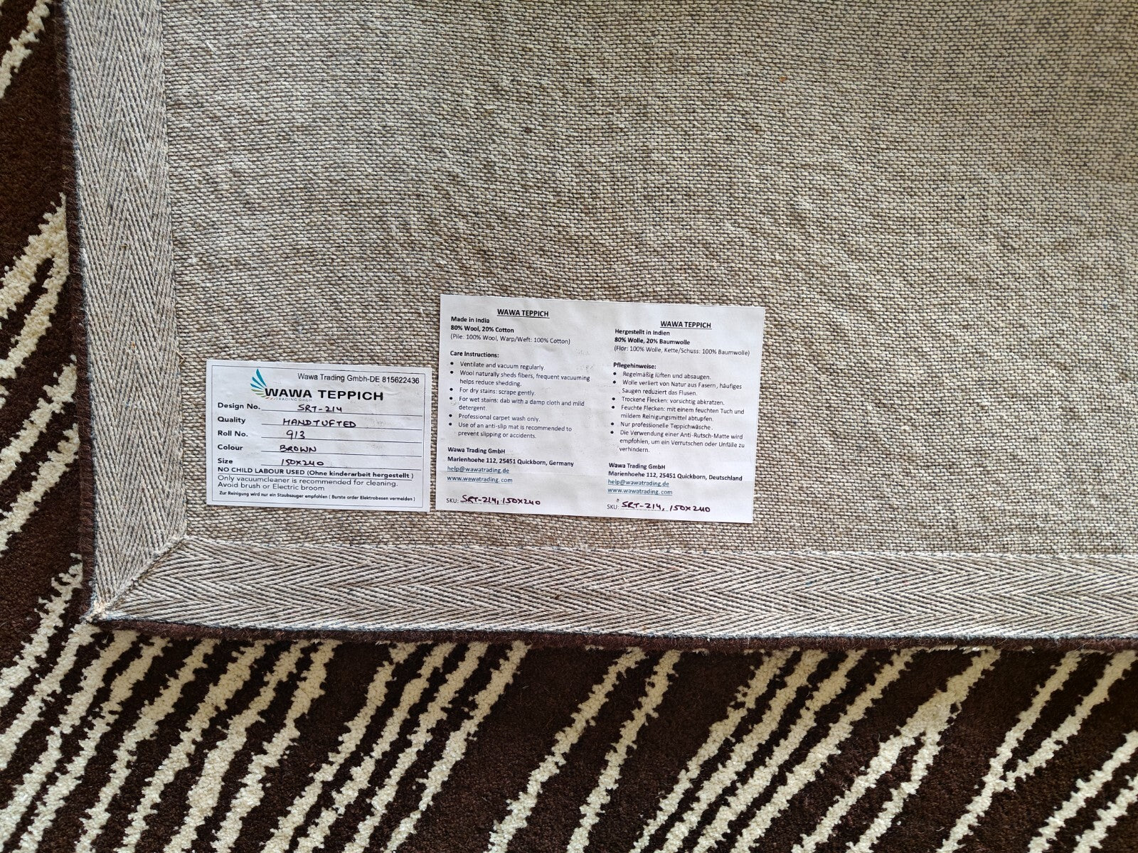 Handgetufteter Wolle Viskose teppich 150x240 braun Modern Wohnzimmer SH214