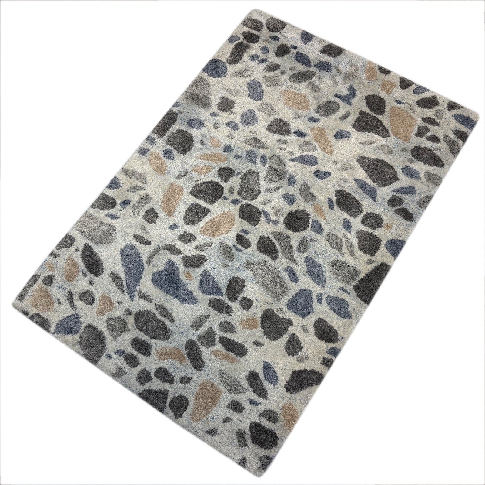 Handgetufteter Teppich 60x90 cm Beige Bunt Modern Wolle Abstraktes Design D06