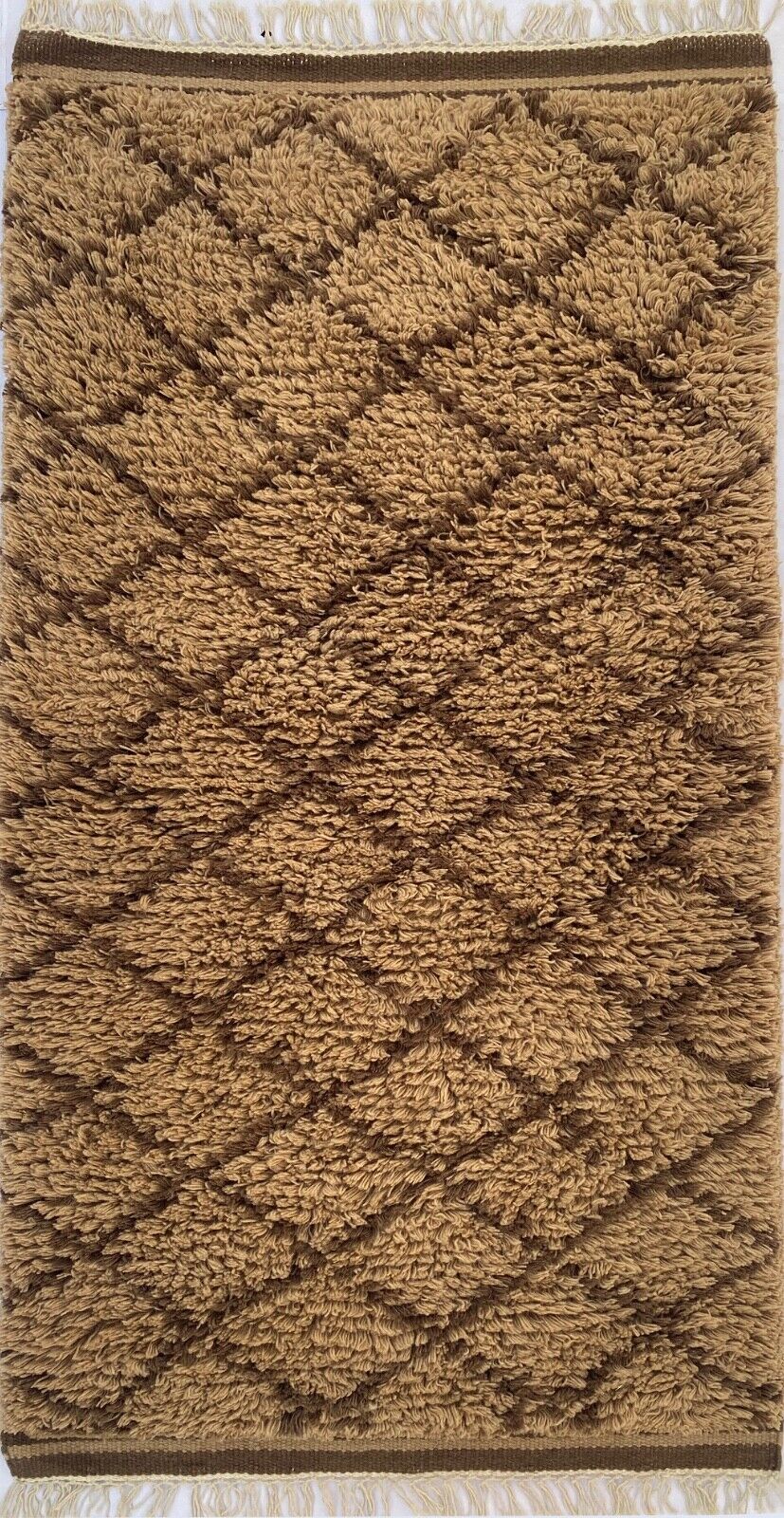 Teppich Morocco Berber Shaggy 100% Wolle Braun Handgefertigter BM1