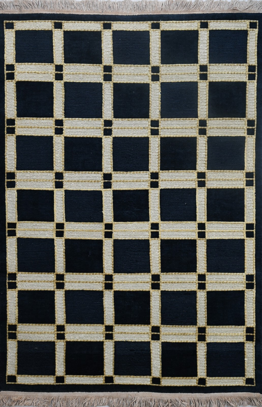 Modernes Handgeknüpfter Wolle 120x180 Vintage Schwarz Wohnzimmer Teppich SH263