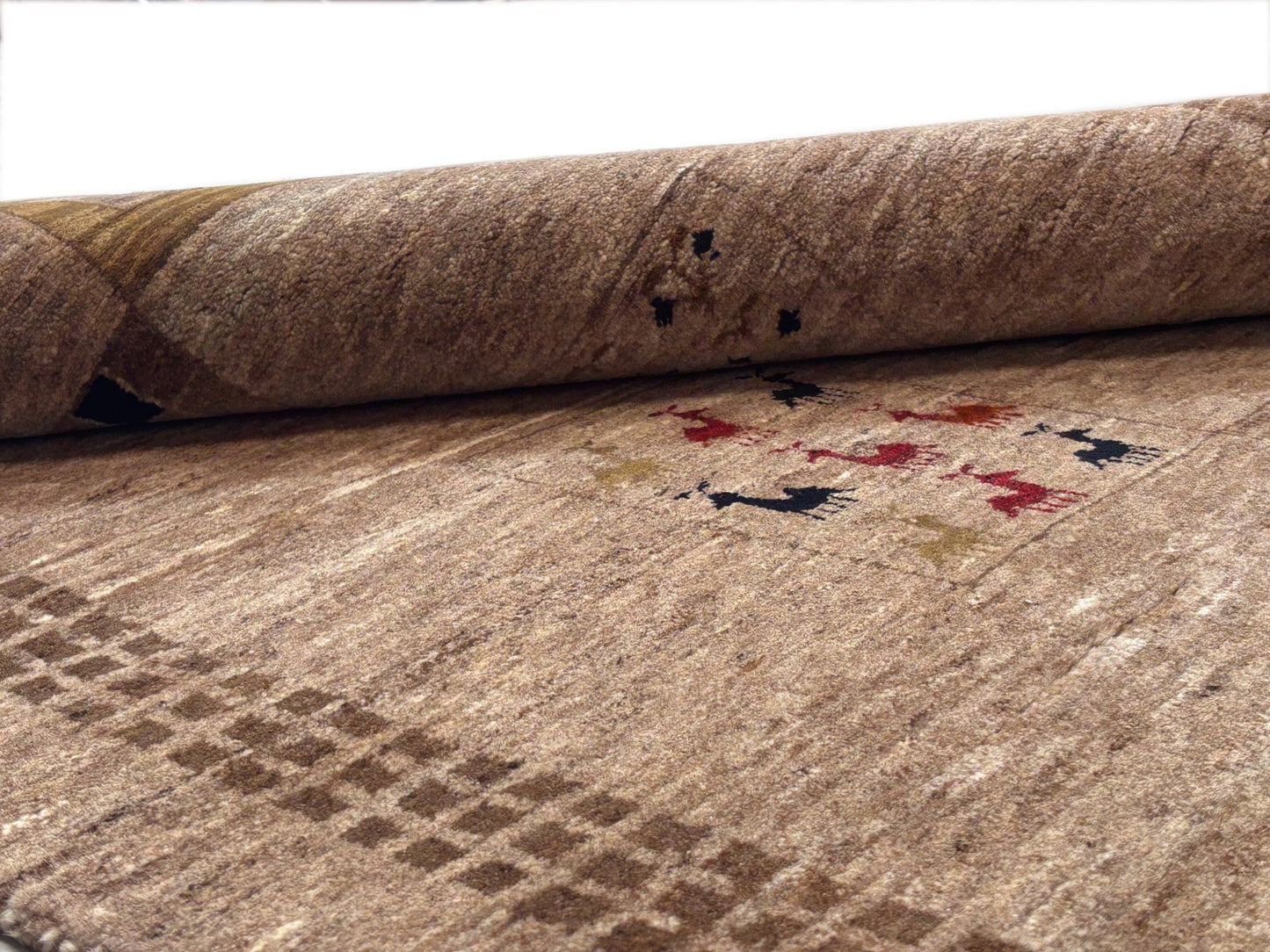 Orientteppich Handgeknüpft 100% Wolle Gabbeh Modern Muster 125x185 cm
