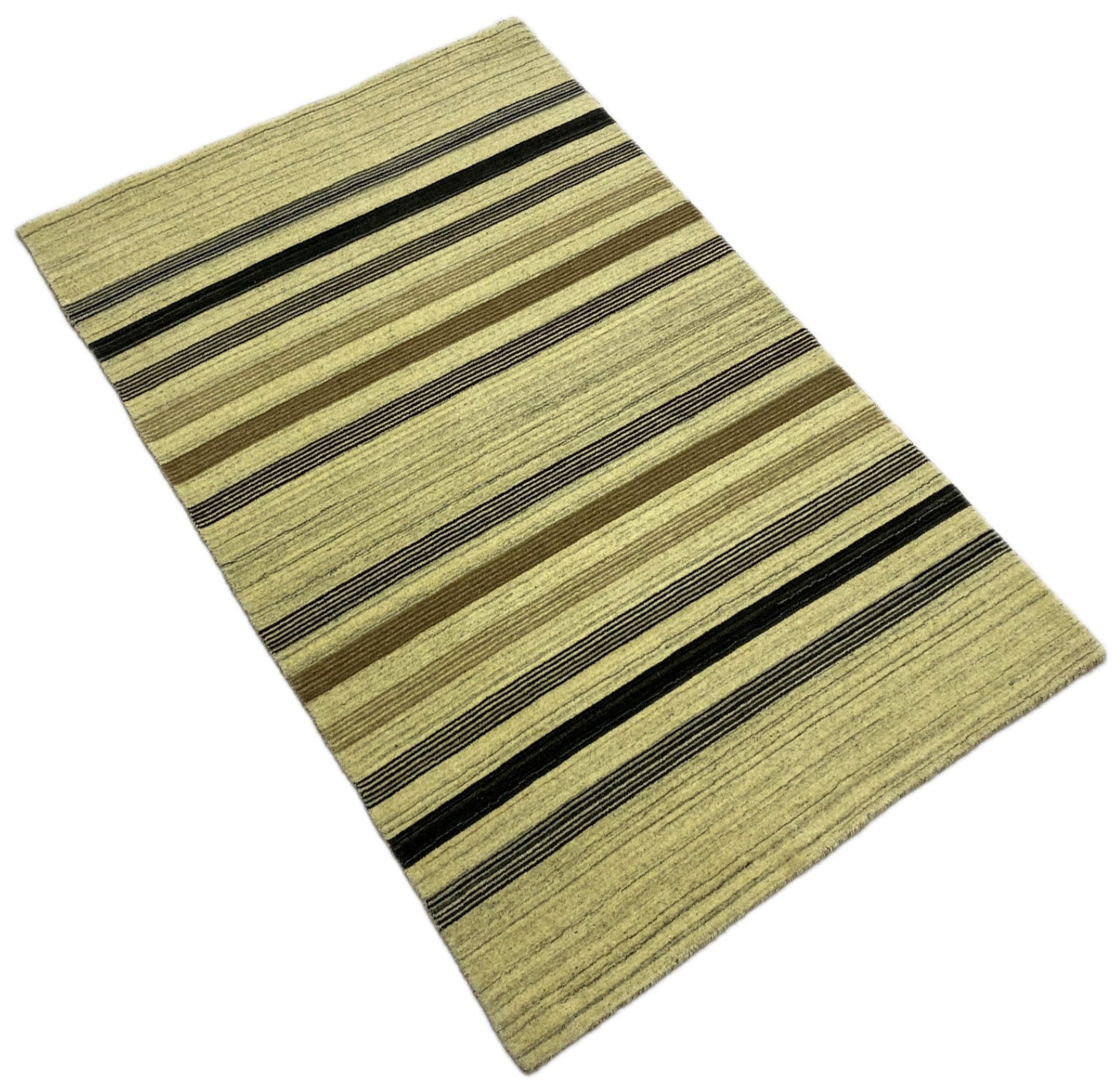 Gabbeh Teppich 100% Wolle Beige Schwarz lori Handgewebt 120x180 cm S198