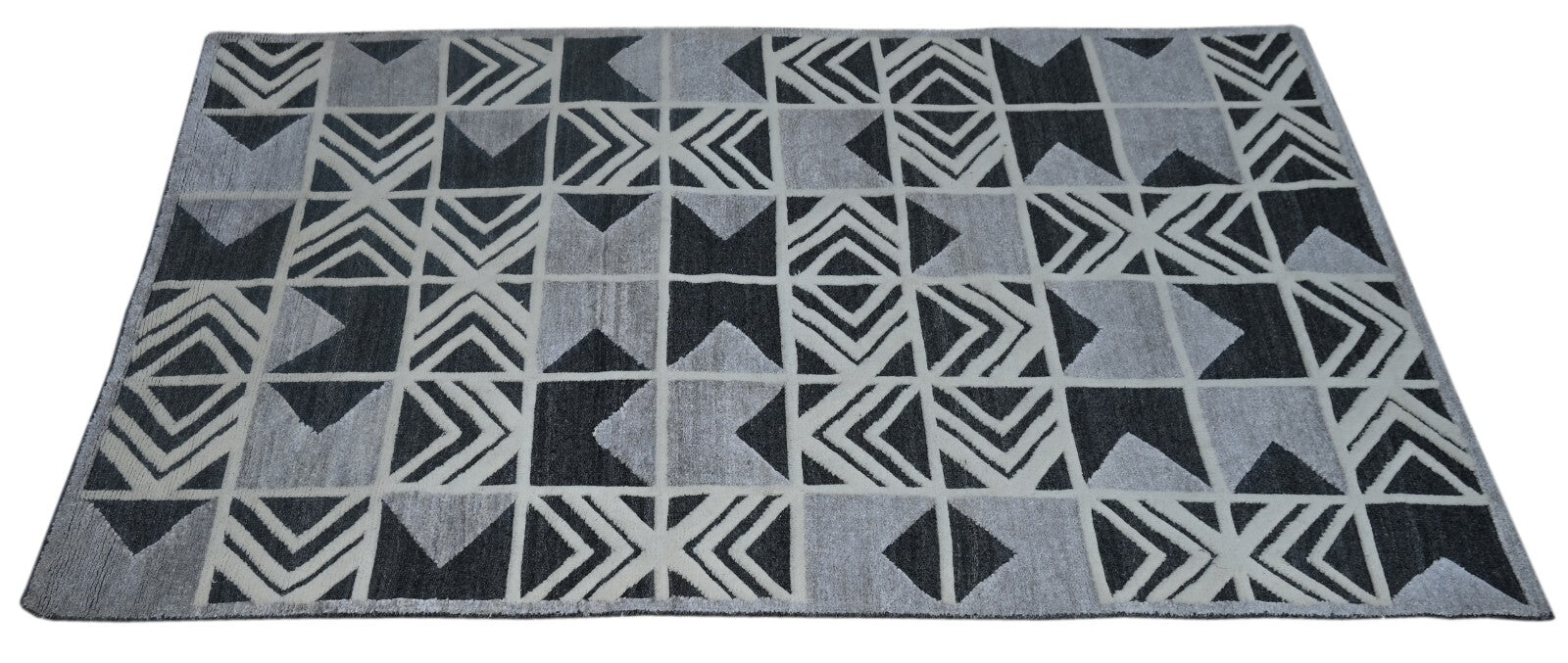 Modernes Handgeknüpfter Wolle 150x240 Vintage grau Wohnzimmer Teppich SH174