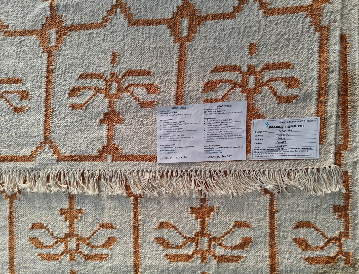 Bunter Wollteppich 120x180 cm Handgefertigt Modern Natur Teppich sh191
