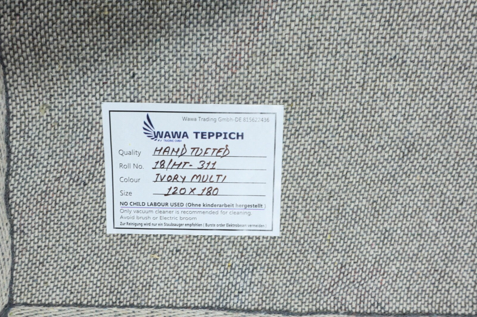 Wollteppich 120x180 Beige Bunt Ethno Marokko Teppich Handgetuftet Modern HT311