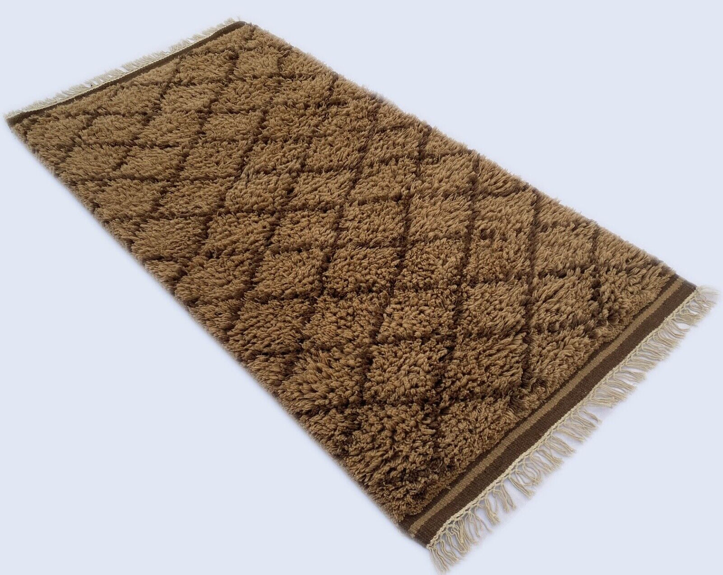 Teppich Morocco Berber Shaggy 100% Wolle Braun Handgefertigter BM1