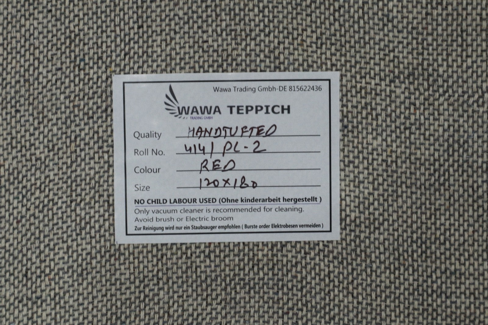 Gabbeh Teppich 100% Wolle Rot Uni Farbe 120x180 cm Handgemacht PL2