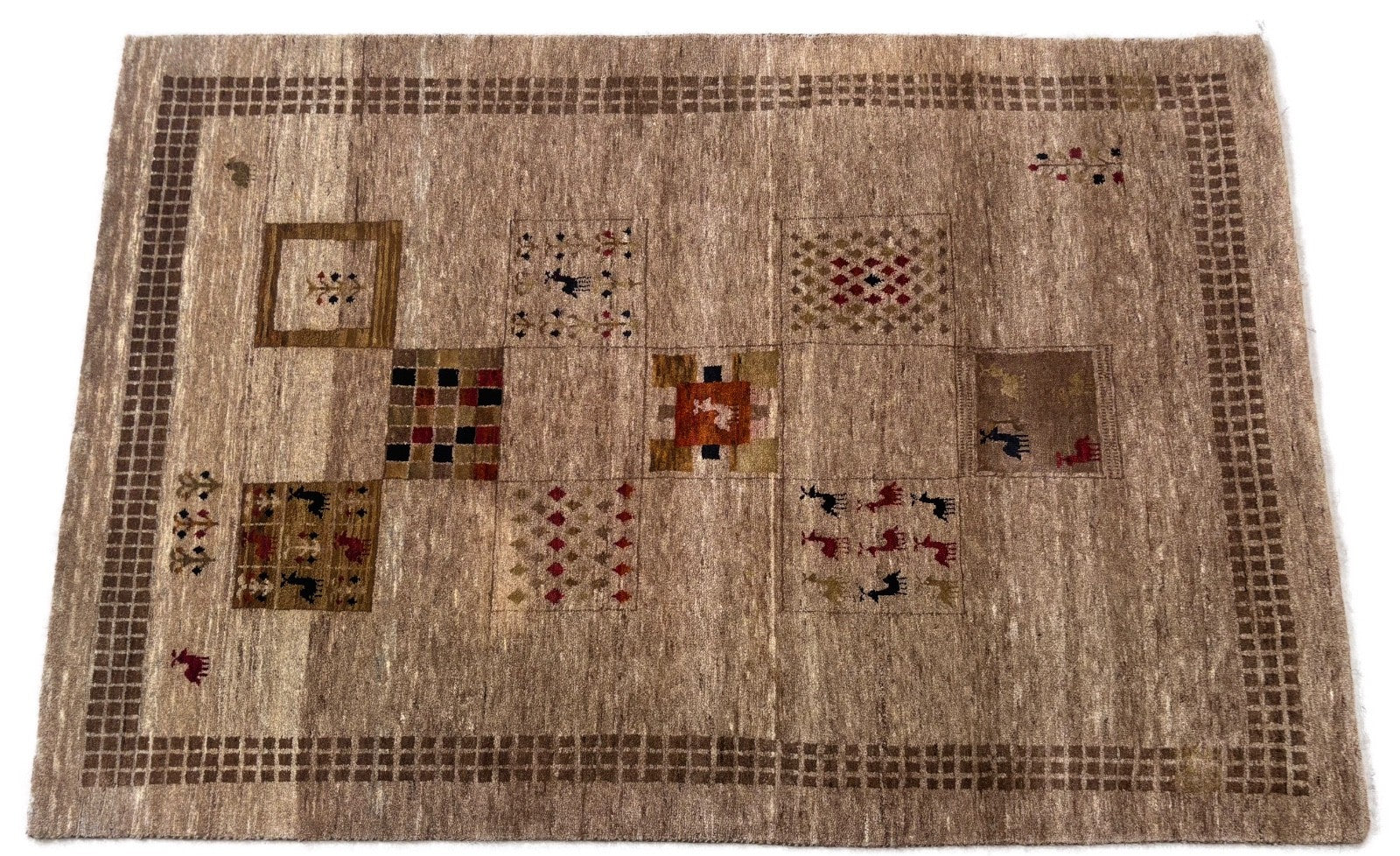 Orientteppich Handgeknüpft 100% Wolle Gabbeh Modern Muster 125x185 cm