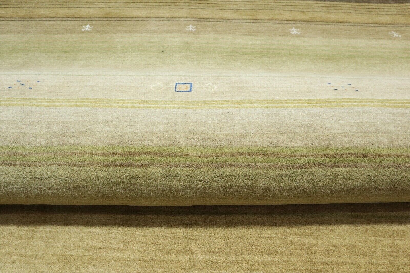 Teppich 100% Wolle 170x240 cm Grün mint Beige Handgewebt Gabbeh LR1045