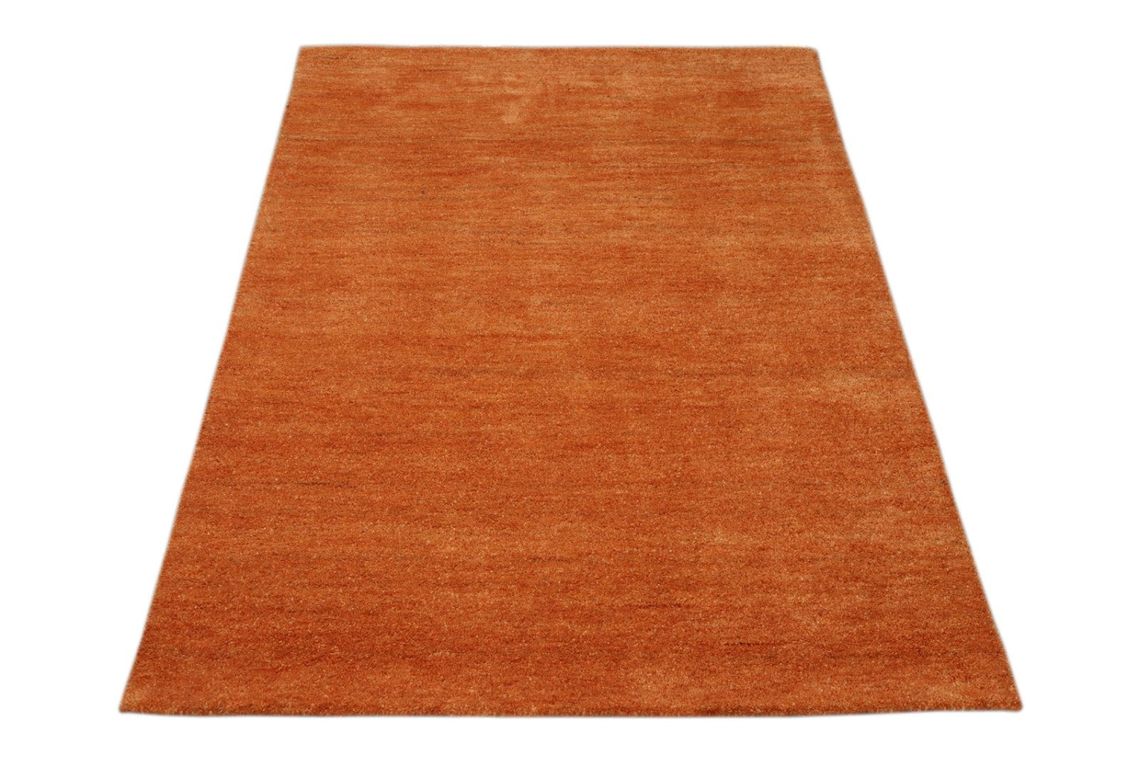 Gabbeh Teppich 100% Wolle Orange Uni Farbe 120x180 cm Handgemacht PL23