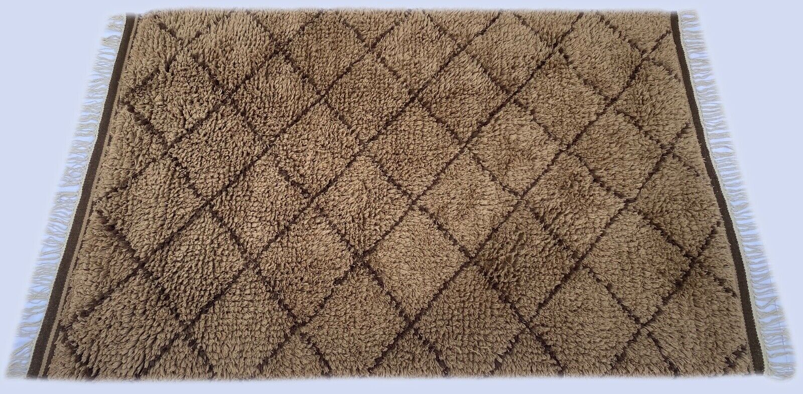 Teppich Morocco Berber Shaggy 100% Wolle Braun Handgefertigter BM1
