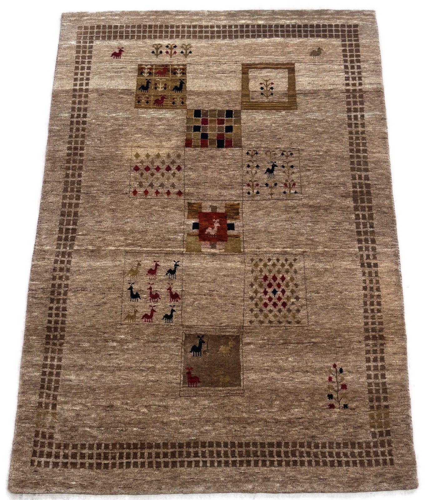 Orientteppich Handgeknüpft 100% Wolle Gabbeh Modern Muster 125x185 cm