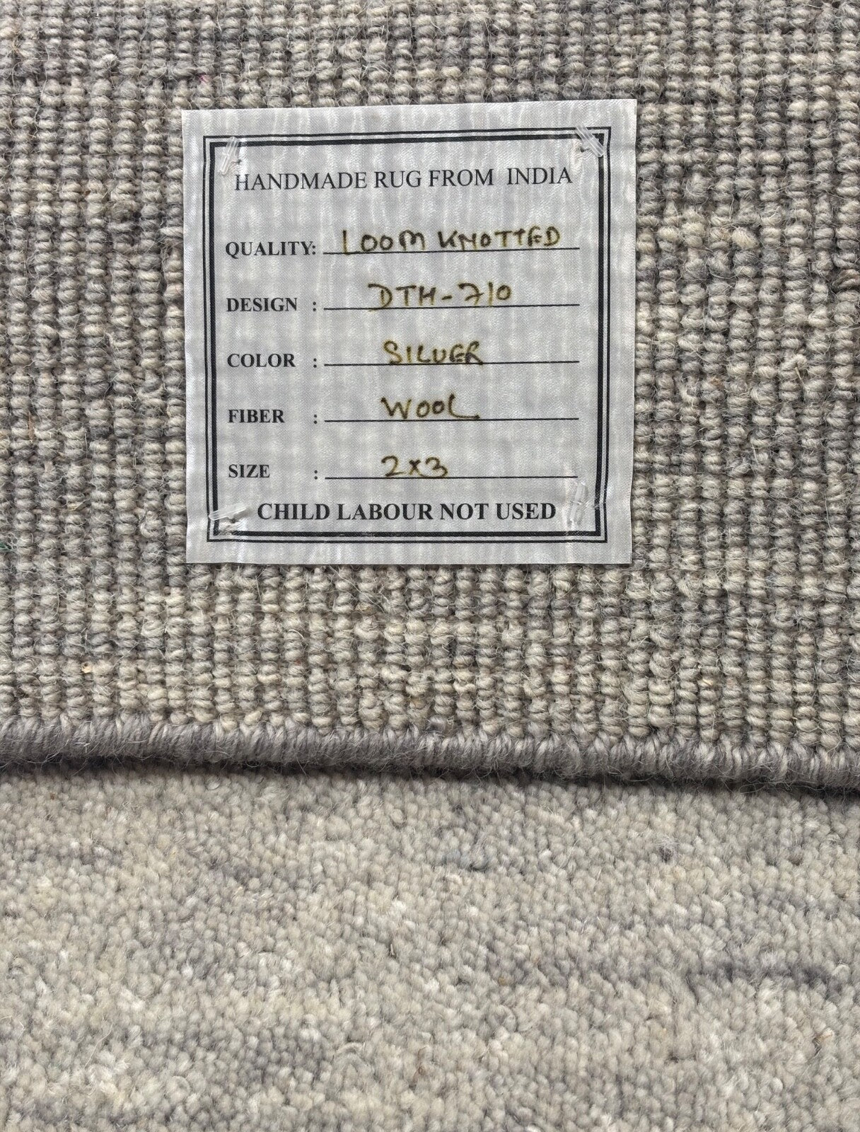 Kézzel szőtt szőnyeg 60x90cm ezüst modern gyapjúszőnyeg kézzel készített D710