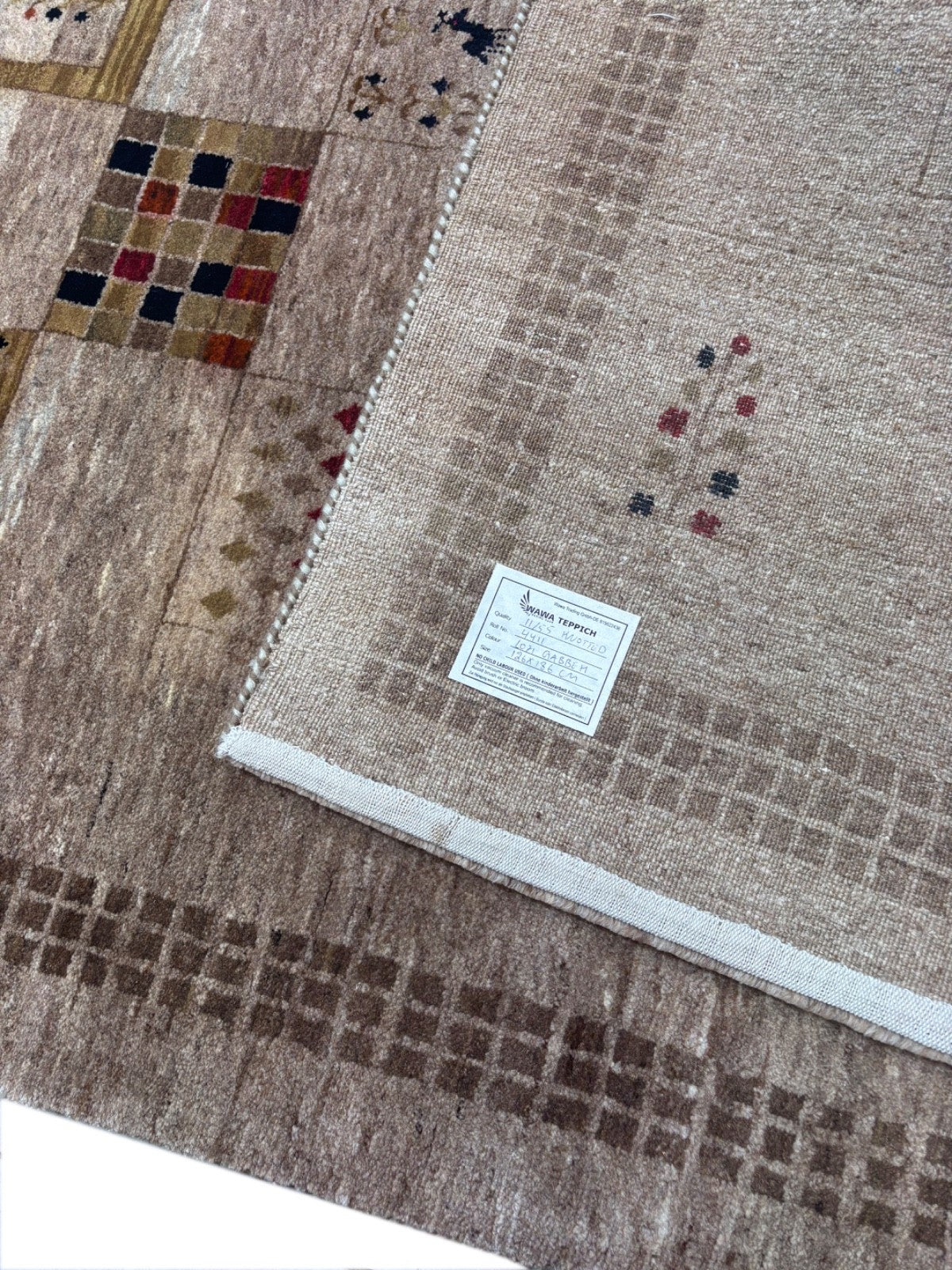 Orientteppich Handgeknüpft 100% Wolle Gabbeh Modern Muster 125x185 cm