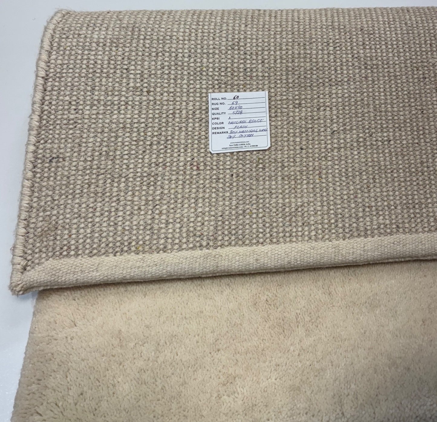 Gabbeh Teppich 60x90 cm Handgeknüpft 100% Wolle Beige Modern R60