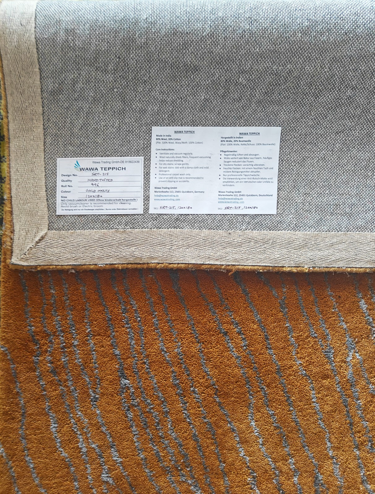 Handgetufteter Wolle Viskose teppich 120x180 Multi-Gold Modern Wohnzimmer SH215