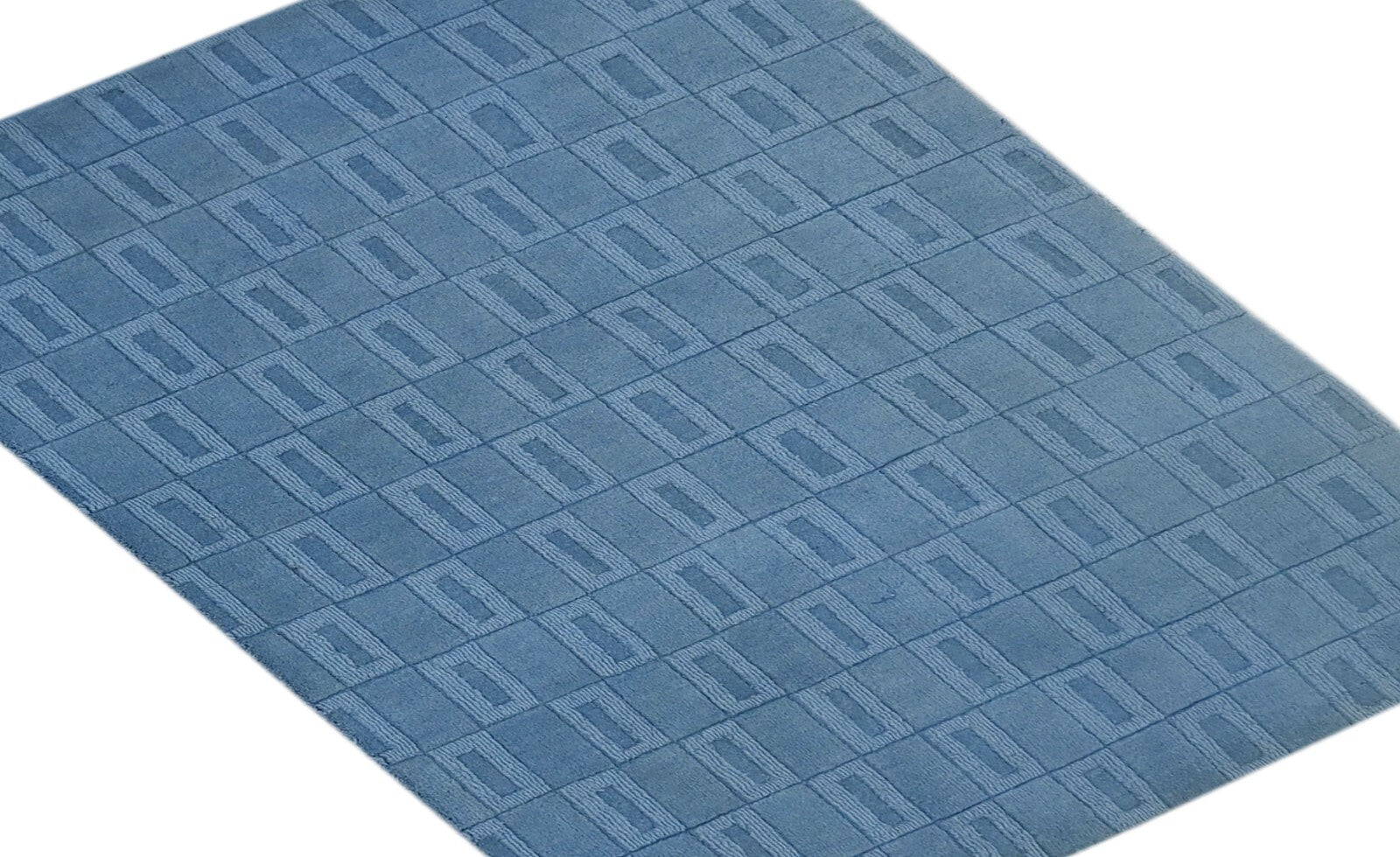 Handgetufteter Wolle teppich 90x150 Blau Modern Wohnzimmer SH242