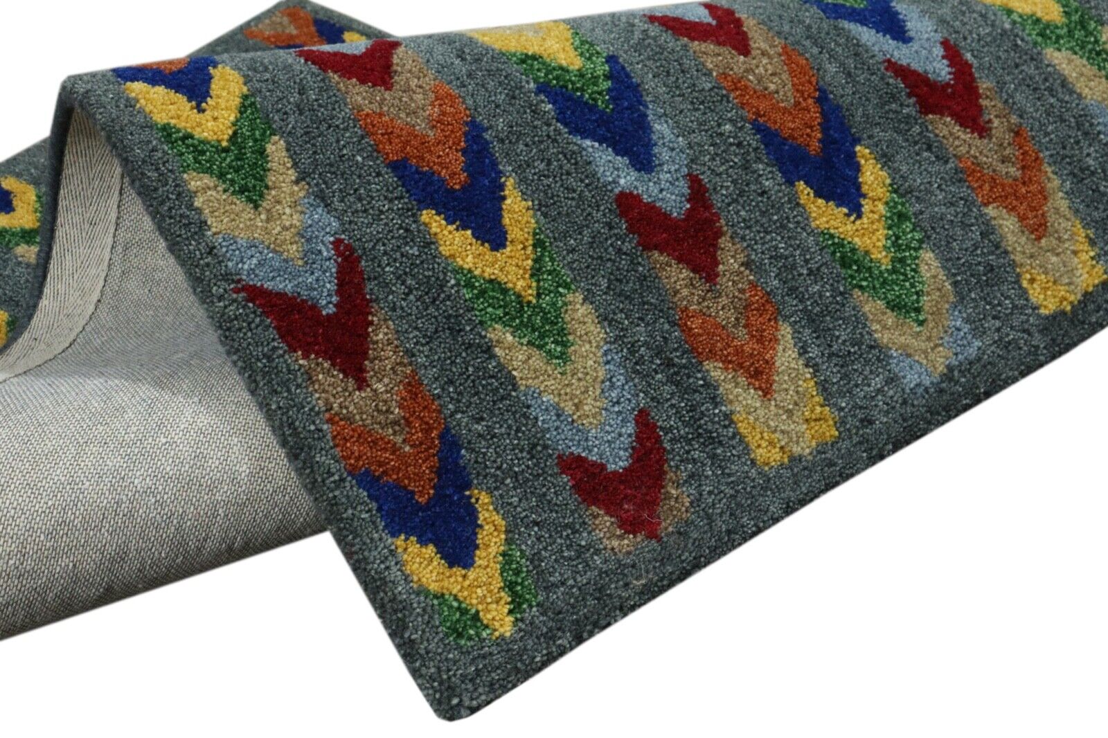 Gabbeh Teppich 100% Wolle 70X140 cm Handarbeit Grau Handgetuftet T996