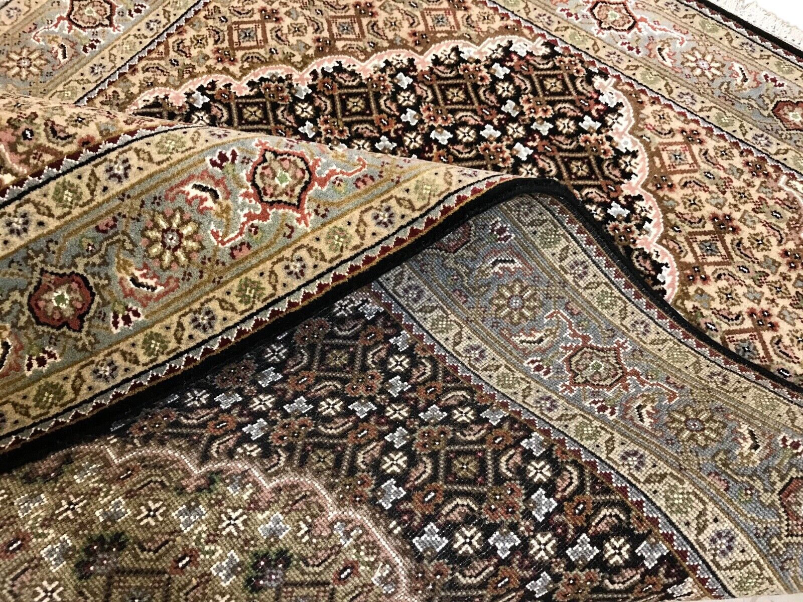 Teppich Handgeknüpft Orientteppich Täbriz Mahi Bidjar creme Rot 125x188 cm M10