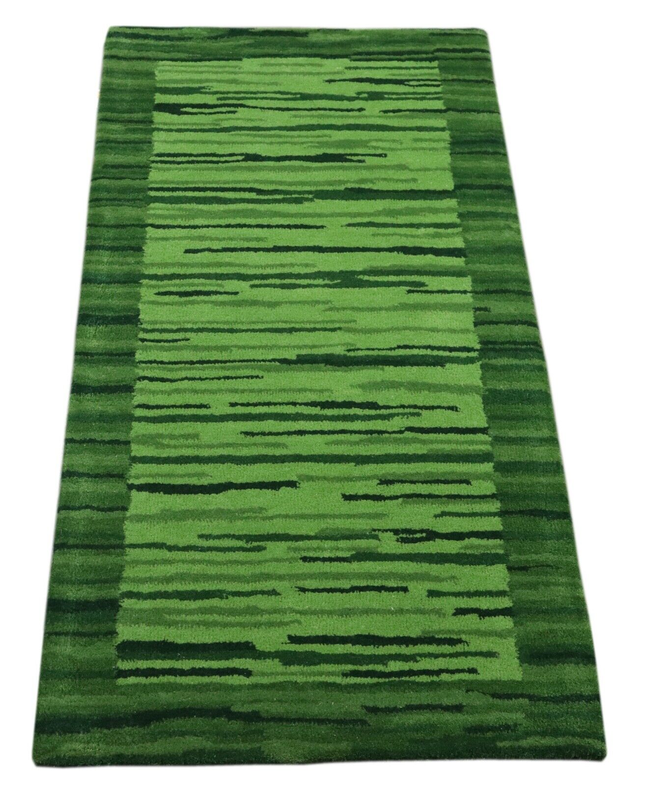 Tappeto verde, 100% lana, 70x140 cm, fatto a mano, menta, annodato a mano, T992