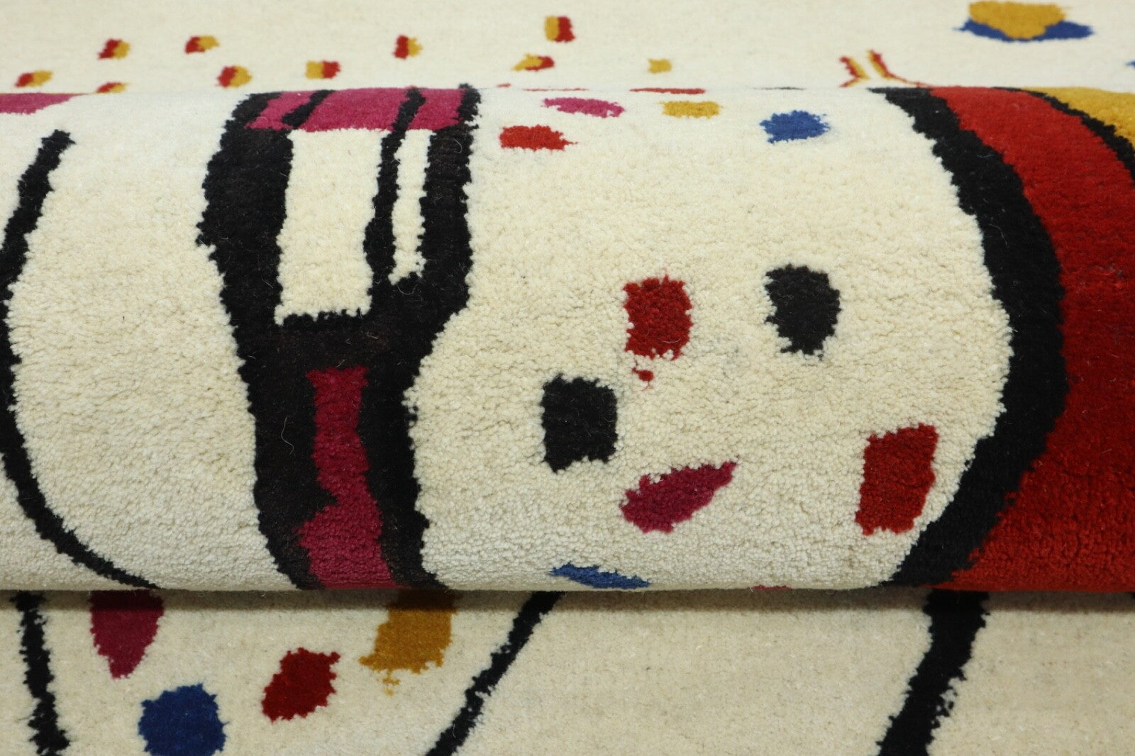 Wollteppich 120x180 Beige Bunt Ethno Marokko Teppich Handgetuftet Modern HT316