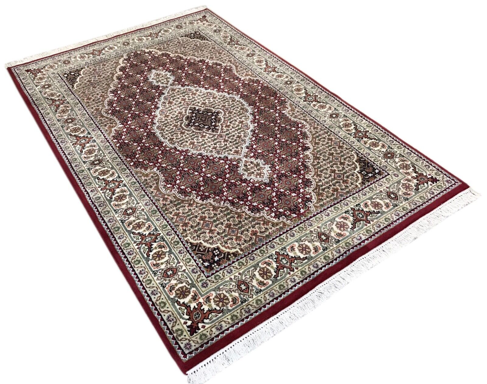 Teppich Handgeknüpfter Orientteppich Täbriz Mahi Bidjar Rot 120x185 cm M8 M11
