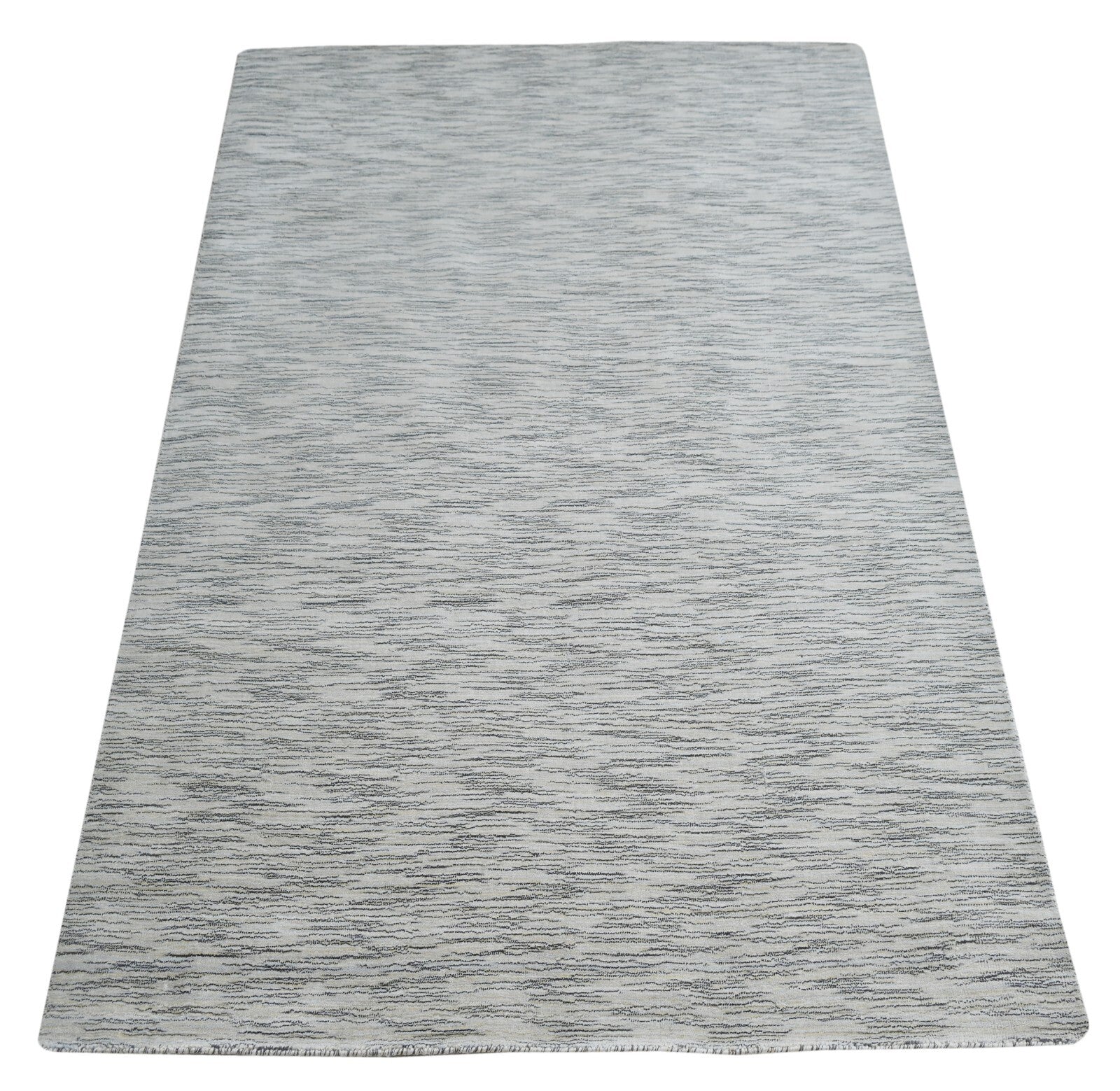 Handgewebter Teppich 160x230 Silber Glanzoptik Wolle Wohnzimmer SH141