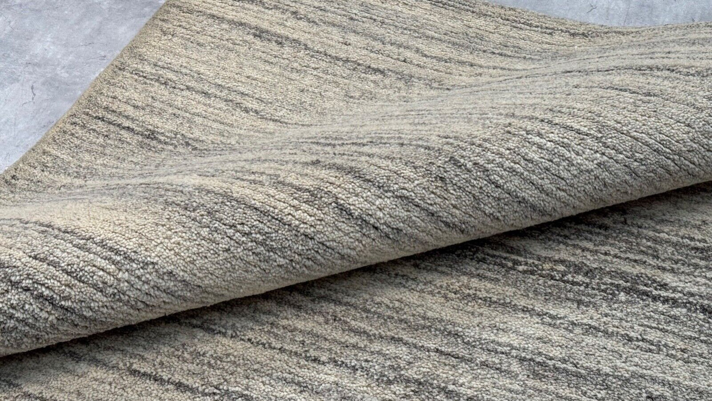 Grau Teppich 100% Wolle Beige 160X230 cm Handarbeit Handgetuftet T866