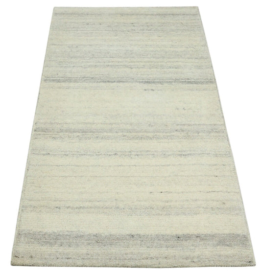 Beige Grau Orient Teppich 100% Wolle 90X150 cm Handarbeit Handgetuftet T959