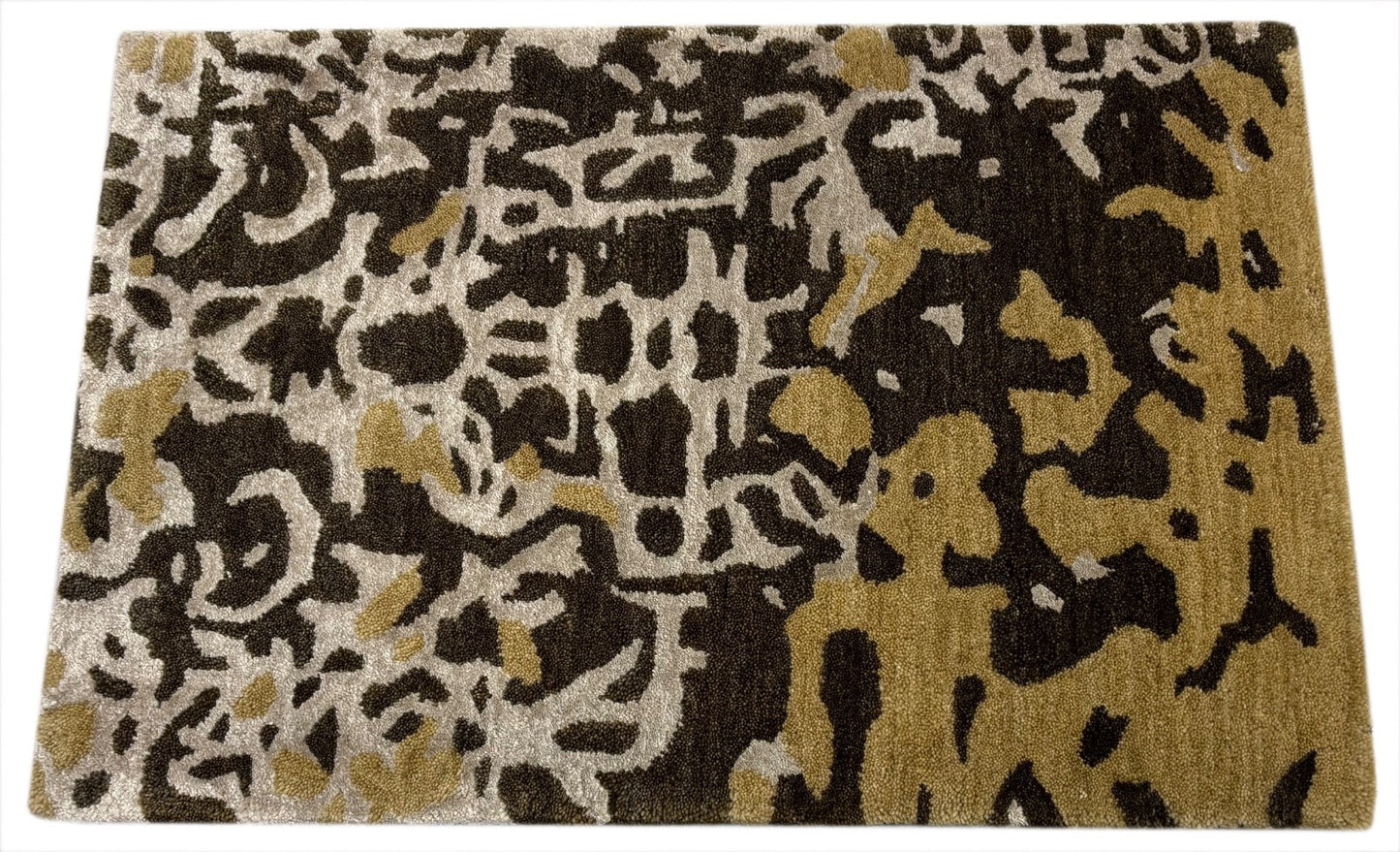 Handgetufteter Teppich 60x90 cm Gold Beige Braun Modern 80% Wolle Design R95