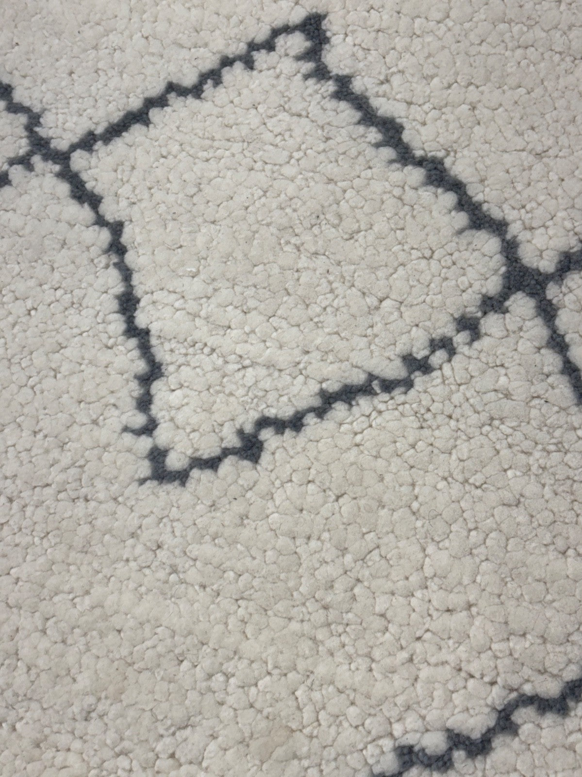 Handgefertigter Teppich 60x60 cm 100 % Wolle Weicher Weiẞ & Grau R112