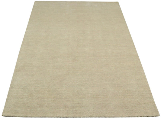 Beige Teppich 100% Wolle 160X230 cm Handarbeit Handgetuftet T943