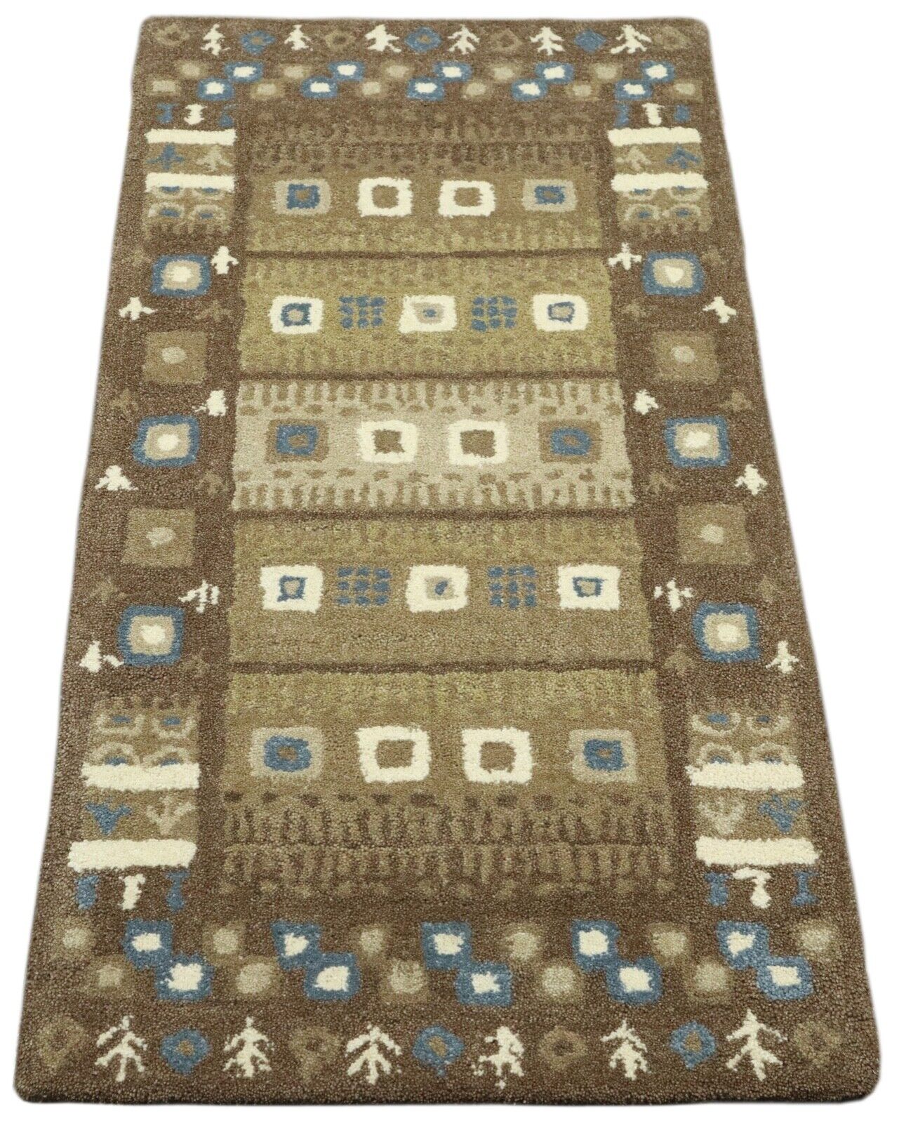 Gabbeh Teppich 100% Wolle 70X140 cm Pistazie farbe Handgetuftet T1008