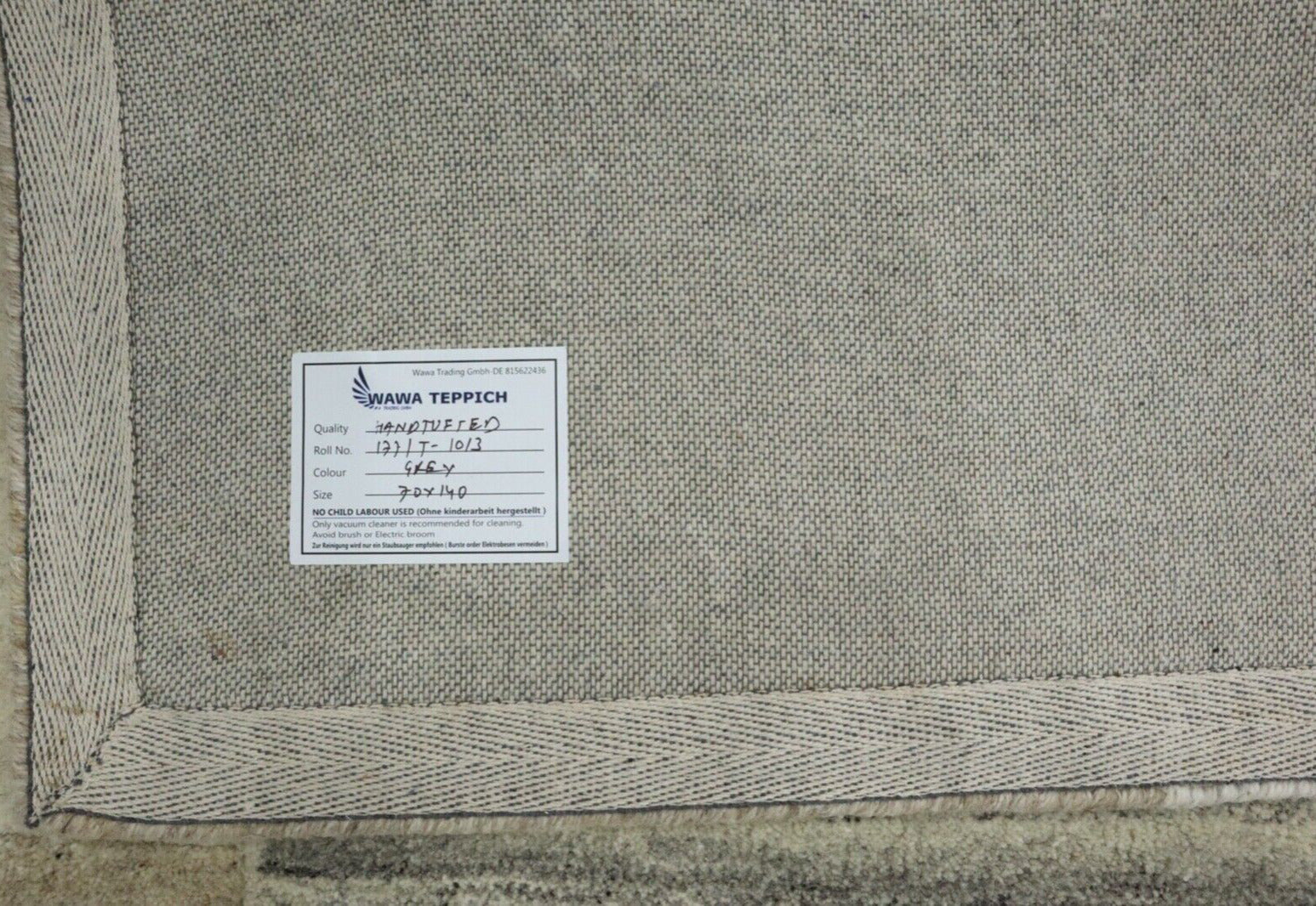 Gabbeh Teppich 100% Wolle 70X140 cm Handarbeit Grau Beige Handgetuftet T1013