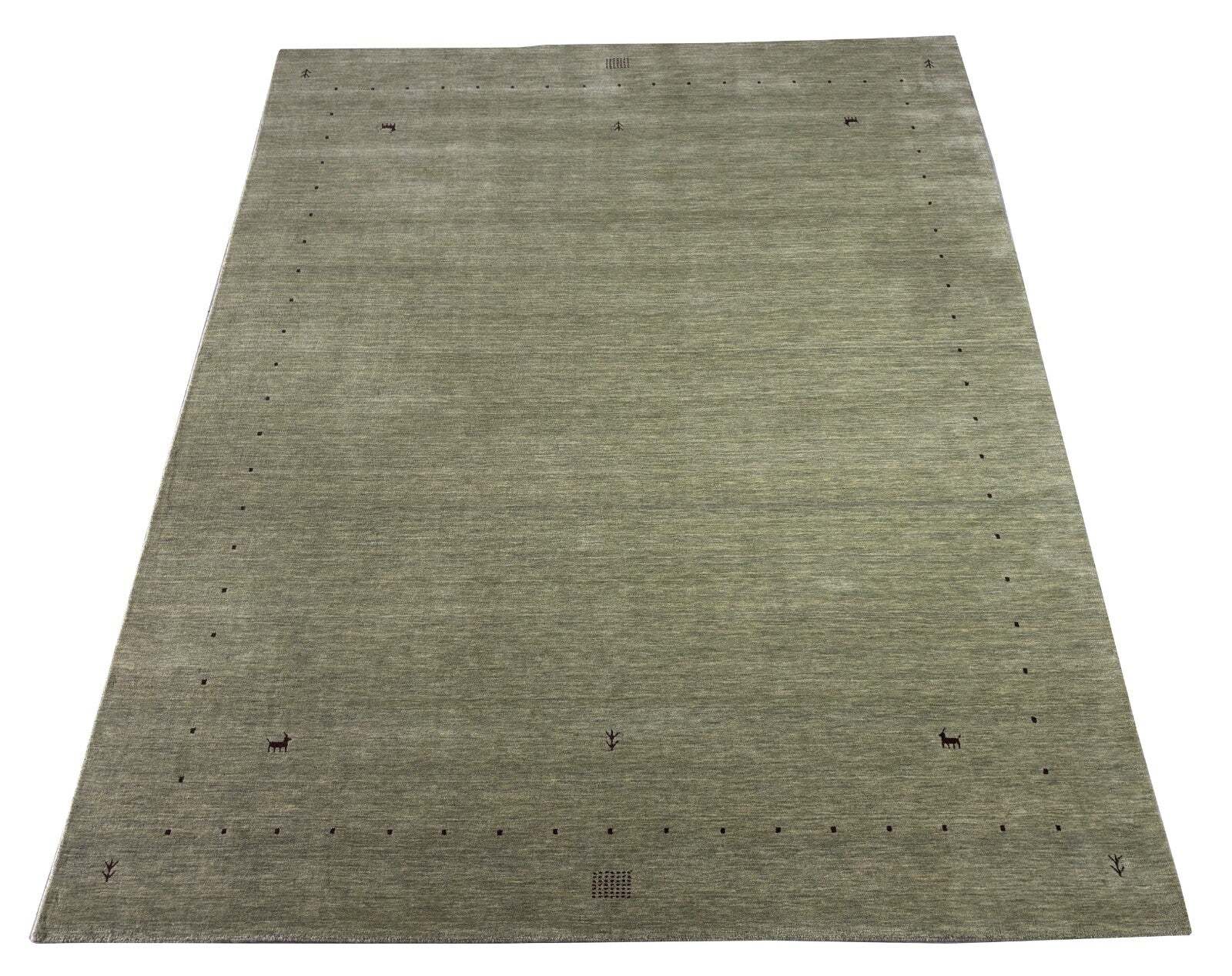 Handgewebter Wollteppich Olivgrün Uni Moderní Teppich aus Wolle 242x300 cm WR129