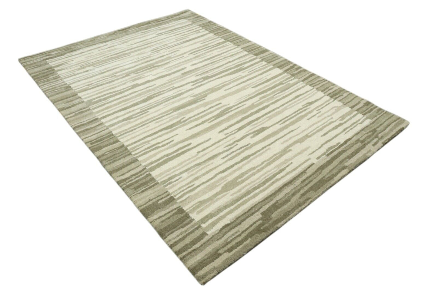 Beige Teppich 100% Wolle 160X230 cm Handarbeit Handgetuftet T922