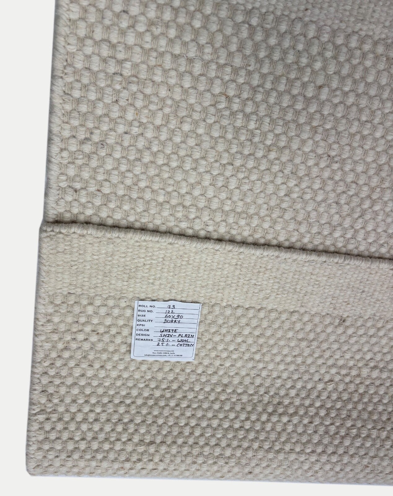 Kilim Dhurry Teppich 60x90cm Handgefertigt 100% Wolle Naturweiß D122