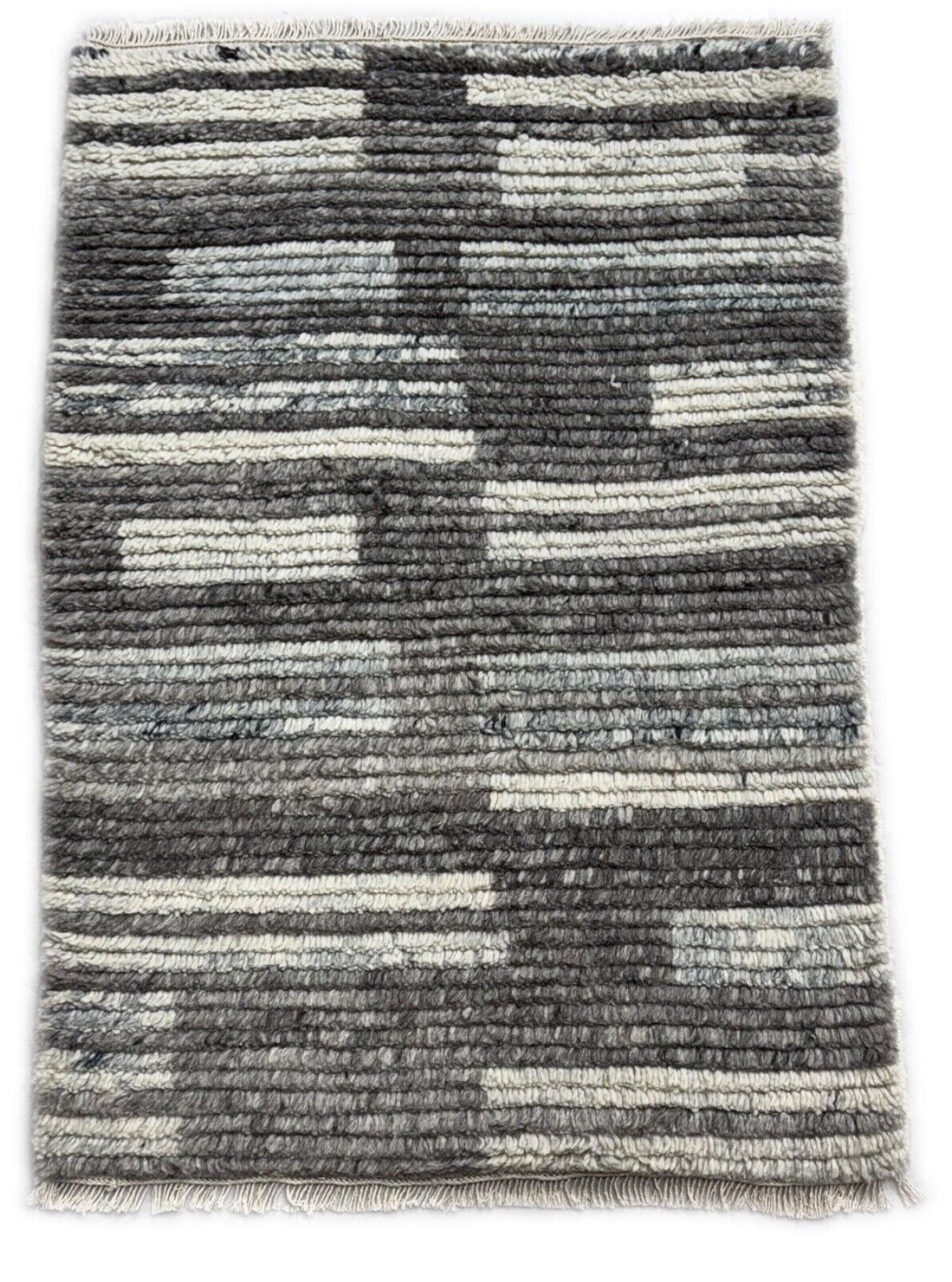 Handgeknüpfter Teppich 60x90 100% Wolle Grau, Béžová, Weiß Moderní DTK-255