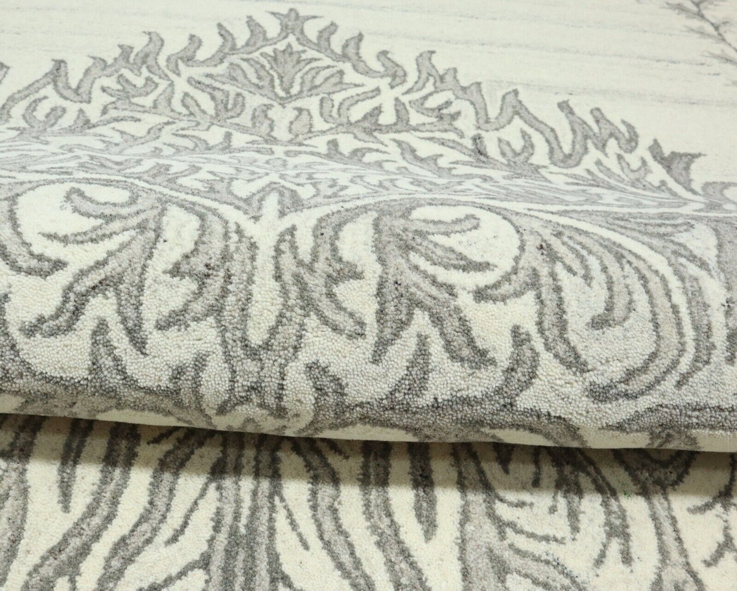 Beige Grau Teppich 100% Wolle 160X230 cm Handarbeit Handgetuftet T936