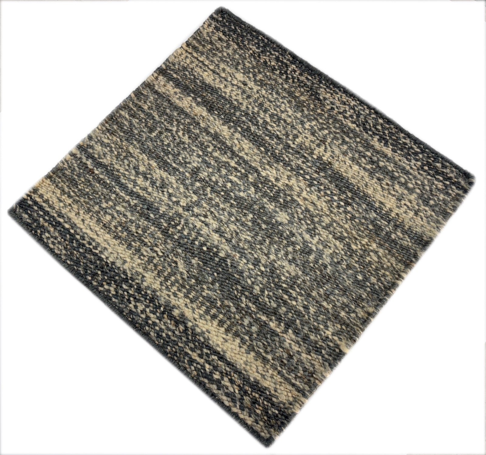 Kleiner Wollteppich 60x60 cm Handgewebt aus Wolle & Jute Naturfarben Unter D508