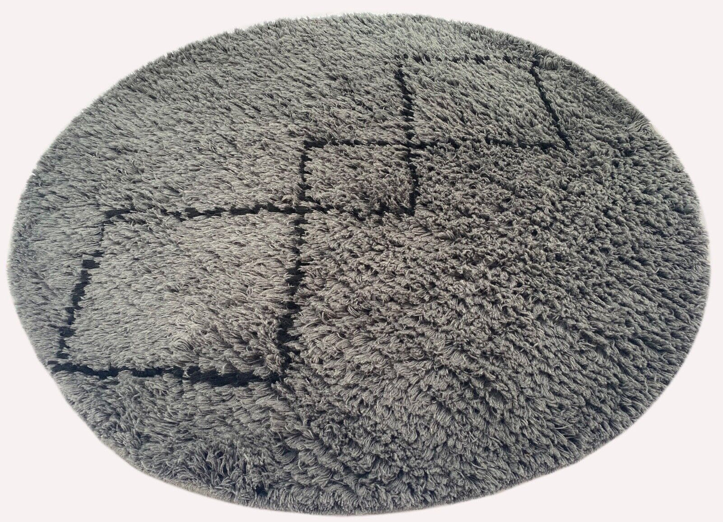 Morocco Shaggy Teppich Berber 100% Wolle Grau Anthrazit Handgefertigter BM7
