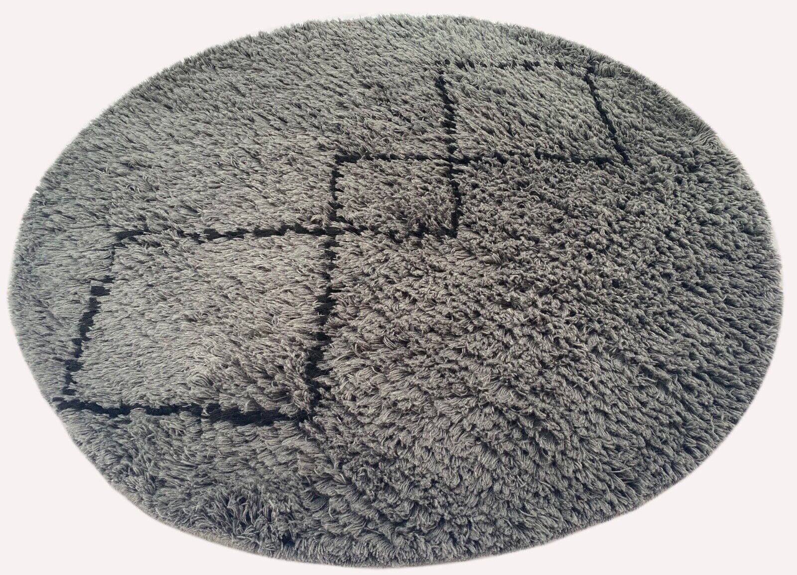 Marokkói Shaggy Szőnyeg Berber 100% Gyapjú Szürke Antracit Kézzel Készített BM7